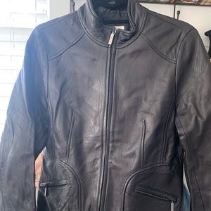 Calvin Klein 100% Leather Jacket -Medium/Black